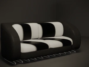 divano lowpoly bianco e nero Modello 3D