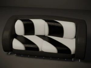 black and white lowpoly sofa 3D Model