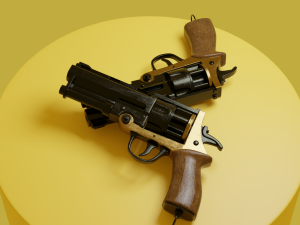 black and gold revolver 3D 模型
