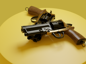 black and gold revolver 3D Модель
