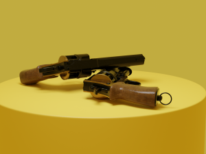 black and gold revolver 3D Модель