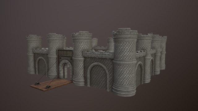 castle walls low-poly 3D-Modell .c4d .max .obj .3ds .fbx .stl .blend 