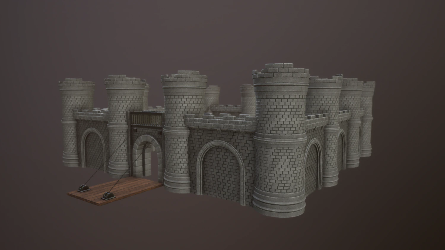 castle walls low-poly 3D Model .c4d .max .obj .3ds .fbx .stl .blend 