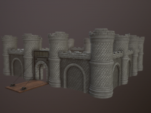 castle walls low-poly 3D Model