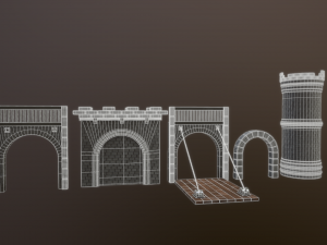 castle walls low-poly 3D-Modell