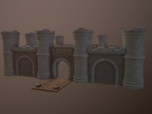 castle walls low-poly 3D-Modell
