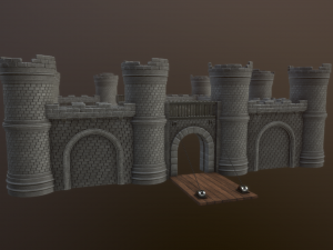 castle walls low-poly 3D-Modell