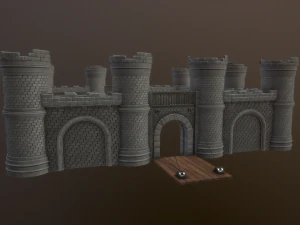 castle walls low-poly 3D Model