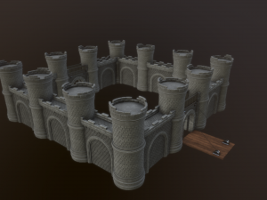 castle walls low-poly 3D-Modell