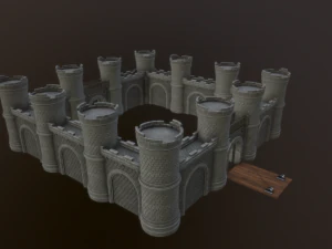 castle walls low-poly 3D Model