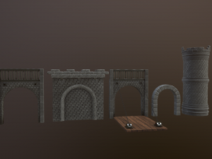 castle walls low-poly 3D-Modell