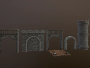 castle walls low-poly 3D Model