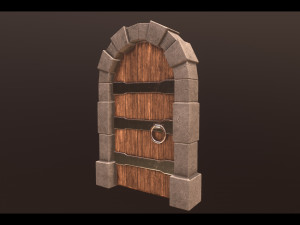 wooden door low-poly 3D Model
