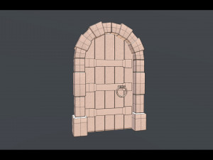 wooden door low-poly 3D Model