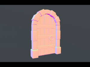wooden door low-poly 3D Model