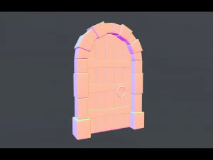 wooden door low-poly 3D Model