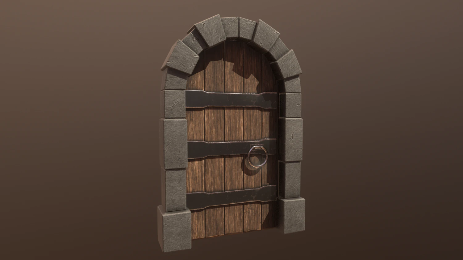wooden door low-poly 3D Model .c4d .max .obj .3ds .fbx .stl .blend