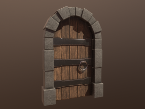 wooden door low-poly 3D Model