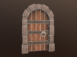 wooden door low-poly 3D Model