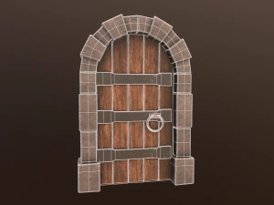wooden door low-poly 3D Model