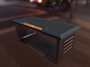 sci fi desk low-poly Modelo 3D
