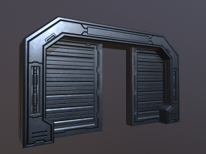 sci metal door low-poly Modelo 3D