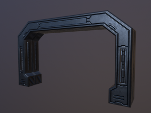 sci metal door low-poly Modelo 3D