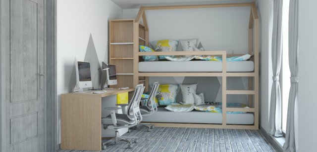 kids bedroom 3D Model .c4d .max .obj .3ds .fbx .stl .blend 