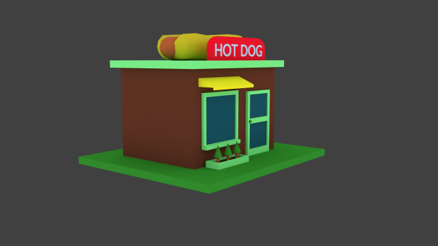 Hot dog shop 3D Модель .c4d .max .obj .3ds .fbx .stl .blend 