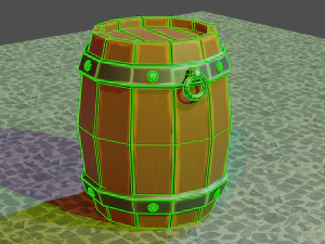 handmade wooden barrel low-poly 3D Model