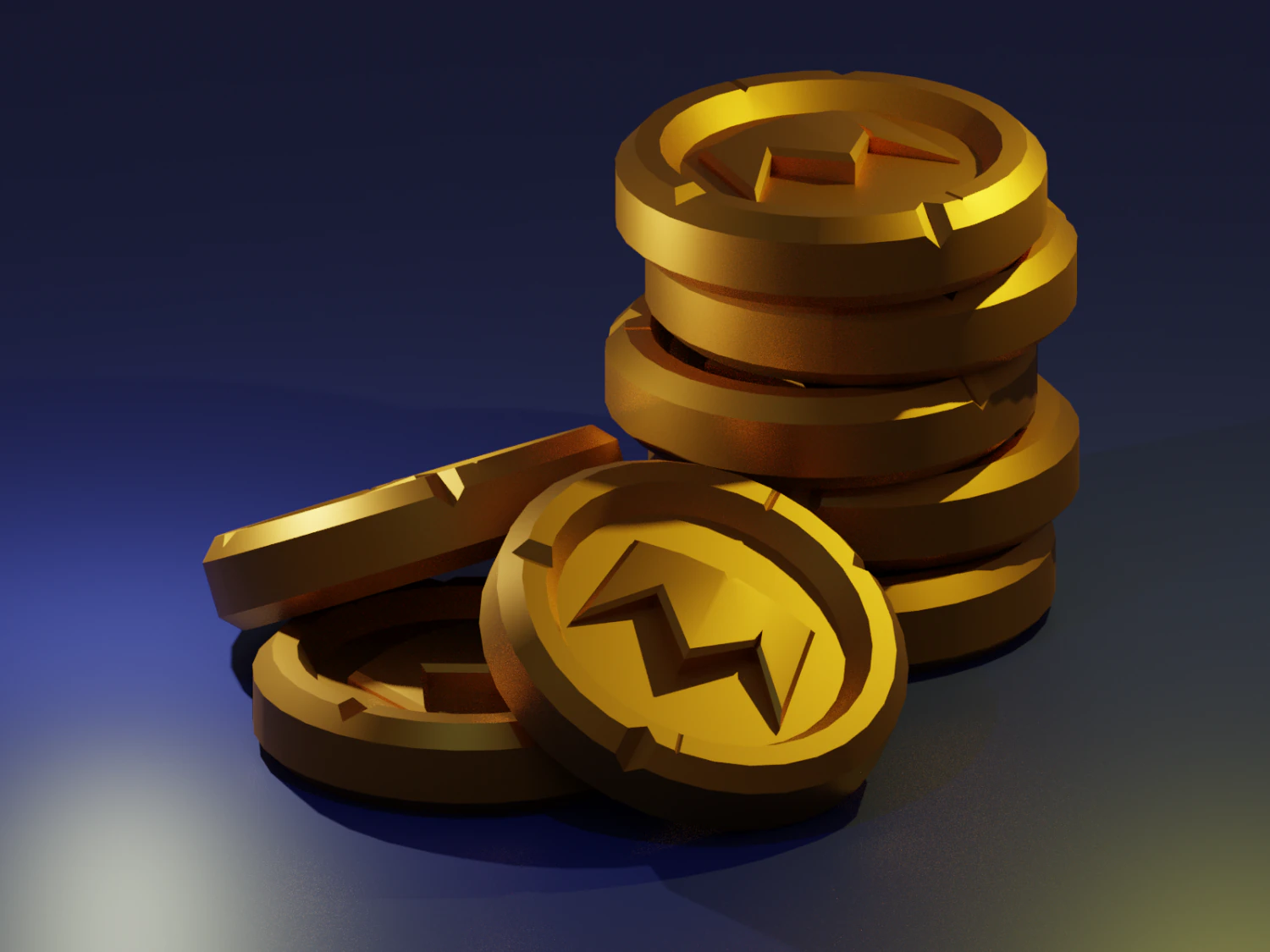 gold coin low-poly 3D Model .c4d .max .obj .3ds .fbx .stl .blend 