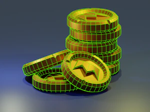 gold coin low-poly 3D Model