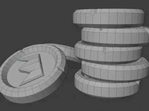 gold coin low-poly 3D Model