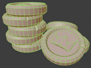 gold coin low-poly 3D Model