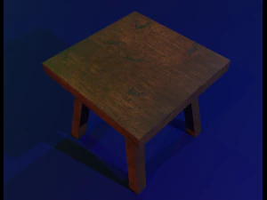 a wooden chair with scuffs and abrasions 3D Model
