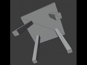 a wooden chair with scuffs and abrasions 3D Model