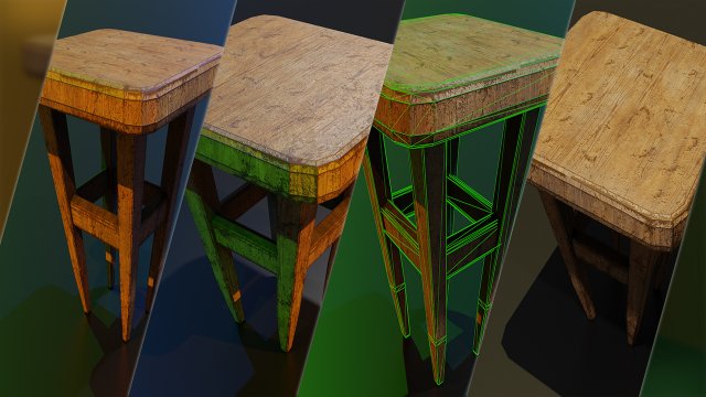 a wooden chair with scuffs and abrasions Modelo 3D .c4d .max .obj .3ds .fbx .stl .blend 