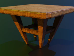 uma cadeira de madeira com arranh&otilde;es e abras&otilde;es Modelo 3D