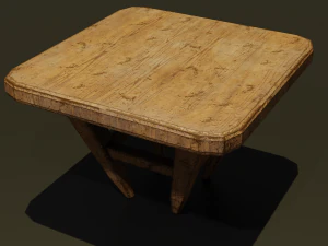 uma cadeira de madeira com arranh&otilde;es e abras&otilde;es Modelo 3D