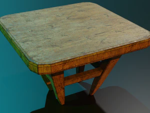 uma cadeira de madeira com arranh&otilde;es e abras&otilde;es Modelo 3D