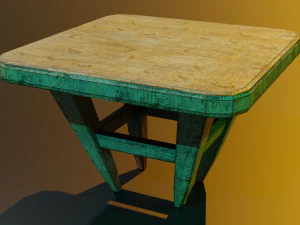 uma cadeira de madeira com arranh&otilde;es e abras&otilde;es Modelo 3D