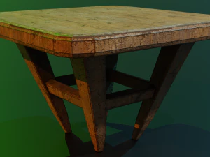 uma cadeira de madeira com arranh&otilde;es e abras&otilde;es Modelo 3D