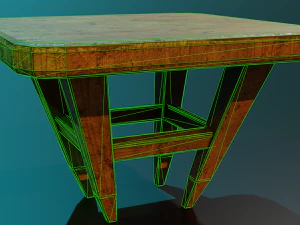 uma cadeira de madeira com arranh&otilde;es e abras&otilde;es Modelo 3D