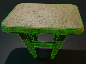 uma cadeira de madeira com arranh&otilde;es e abras&otilde;es Modelo 3D