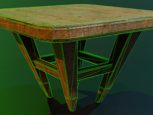 uma cadeira de madeira com arranh&otilde;es e abras&otilde;es Modelo 3D