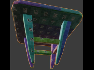 uma cadeira de madeira com arranh&otilde;es e abras&otilde;es Modelo 3D
