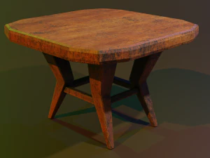 деревянный стул с потертостями и ссадинами 3D Модель