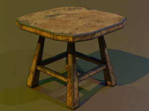 ein Holzstuhl mit Schrammen und Absch&uuml;rfungen 3D Modell