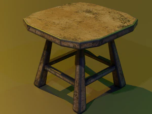 a wooden chair with scuffs and abrasions 3D Model