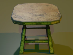 a wooden chair with scuffs and abrasions 3D Model